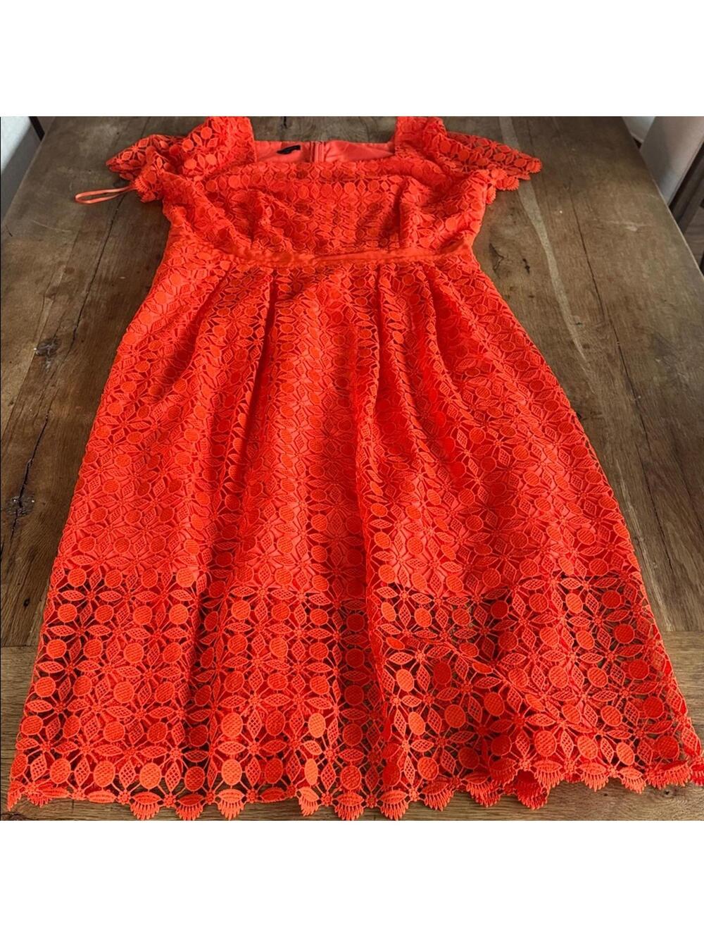 Talbots Orange Lace Midi Dress